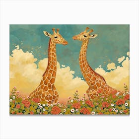 Floral Animal Illustration Giraffe 3 Canvas Print