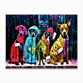 Dog Sweaters -Dogs In The Rain Canvas Print