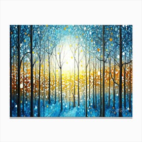 Winter Blue Moon - Winter Forest Night Canvas Print