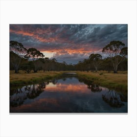 Sunset Over The River Canvas Print