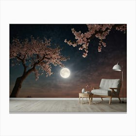 Cherry Blossoms At Night Canvas Print