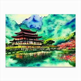 Temple Garden In Spring Bloom  Canvas Print