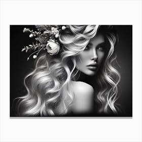 Portrait Of A Woman With Flowers Canvas Print