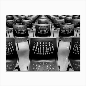 Black And White Image Of Empty Chairs 1 Canvas Print