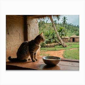 Cat In A Village Canvas Print