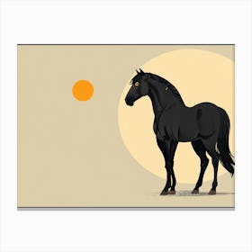 Black Horse In The Sun Canvas Print