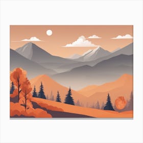 Misty mountains horizontal background in orange tone 166 Canvas Print