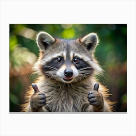 Raccoon Giving A Double Thumbs Up Canvas Print