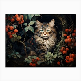 Contemporary Floral Cat 5 Canvas Print