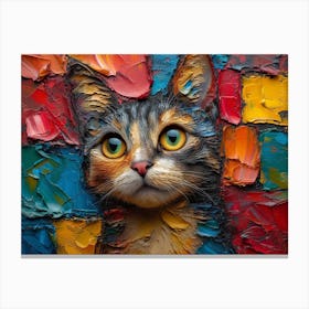 Whiskered Masterpieces: A Feline Tribute to Art History: Cat Painting 1 Canvas Print