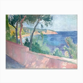 Shimmering Shore Painting Inspired By Paul Cezanne Canvas Print