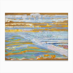 Dunes With Beach And Piers Background, Oil Painting, Piet Mondrian Canvas Print