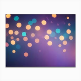 A Blurred Background Of Colorful, Round Bokeh Lights Against A Purple Gradient Canvas Print