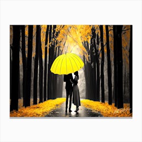 Autumn Yellow Love - Yellow Umbrella Canvas Print