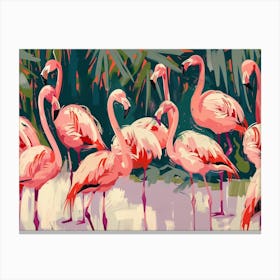 Tropical Pink Flamingos  Canvas Print