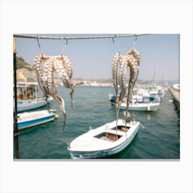 Typical greek harbour Canvas Print