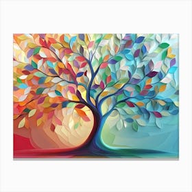 3d Abstract Design That Features A Colorful Tree With Hanging Branches And Multicolored Leaves Canvas Print