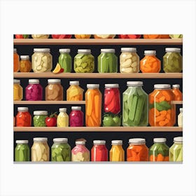 Shelves Of Preserved Vegetables 6 Canvas Print