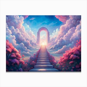 Stairway To Heaven With Archway In The Clouds Canvas Print