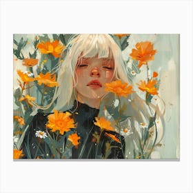 Girl In Flowers 3 Canvas Print