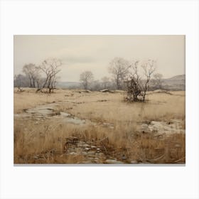 Muted Vintage Farm Scenery Canvas Print