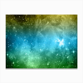 Green, Blue, Yellow Galaxy Space Background Canvas Print