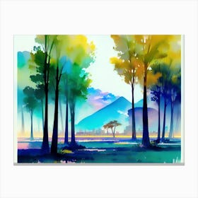 Watercolor Of Trees 2 Canvas Print