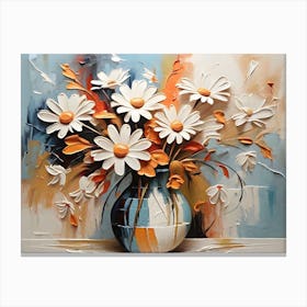 Daisies In A Vase Abstract Canvas Print