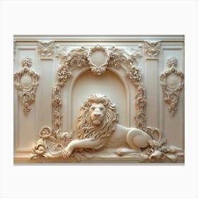 Lion On A Wall Canvas Print