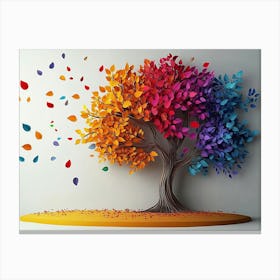 3d Abstract Tree Colorful Leaves Canvas Print