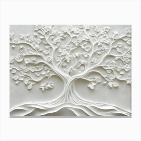 3d Relief White Tree 3 Canvas Print