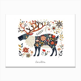 Little Floral Caribou 1 Poster Canvas Print