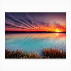 Sunset Over Lake Stock Photo Canvas Print