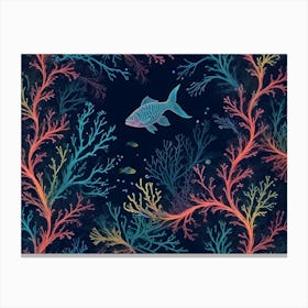 Coral Reef Seamless Pattern 1 Canvas Print