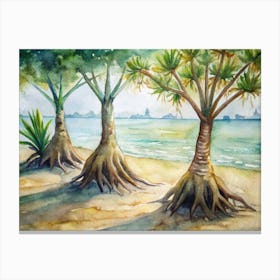 Tree Roots On The Beach Canvas Print