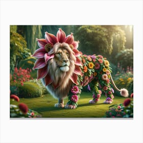 Beautiful Lion-Flower Fatasy Canvas Print
