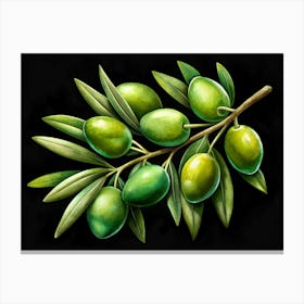 Olive Branch With Green Olives 1 Canvas Print