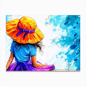 Girl With Hat Canvas Print