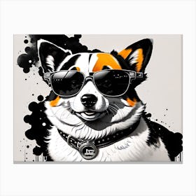 Corgi In Sunglasses 28 Canvas Print