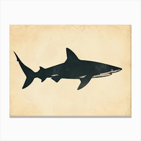 Bigeye Thresher Shark Grey Silhouette 4 Canvas Print