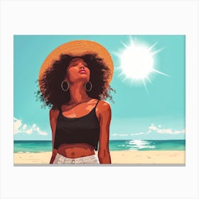 Illustration of an African American woman at the beach 1 Canvas Print