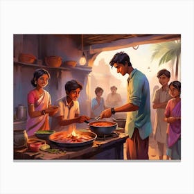 Indian Cooking Canvas Print