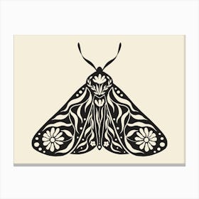 Folk Art Moth 03 - Ink Canvas Print