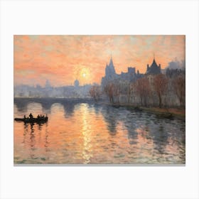 Sunset On The Seine 3 Canvas Print