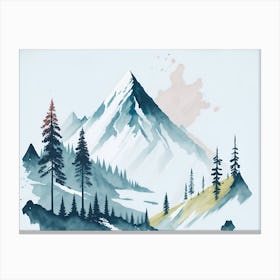 Mountain And Forest In Minimalist Watercolor Horizontal Composition 334 Canvas Print