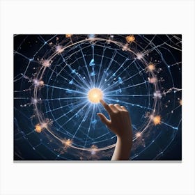 A Hand Reaches Out To Touch A Glowing, Interconnected Network Of Neurons, Representing The Complexities Of The Human Brain Canvas Print