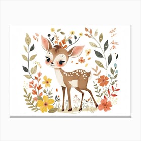 Little Floral Antelope 1 Canvas Print