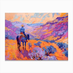 Cowboy Painting Rocky Mountains 6 Canvas Print