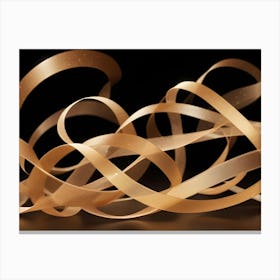 Abstract Image Of A Golden Ribbon In A Swirling, Dynamic Form Against A Dark Background With Sparkling Particles Canvas Print