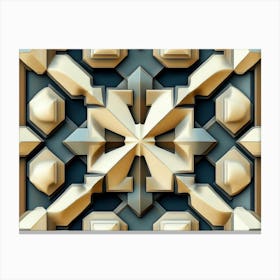 Seamless Relief Sculpture Designation Retro Pattern Polygon Geometry Cross Kaleidoscope Canvas Print